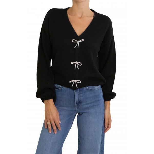 Cardigan con fiocchi in argento con brillantini Only 